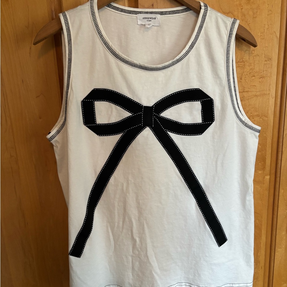 Annie Black and White Sleeveless Tie Front Tank Top